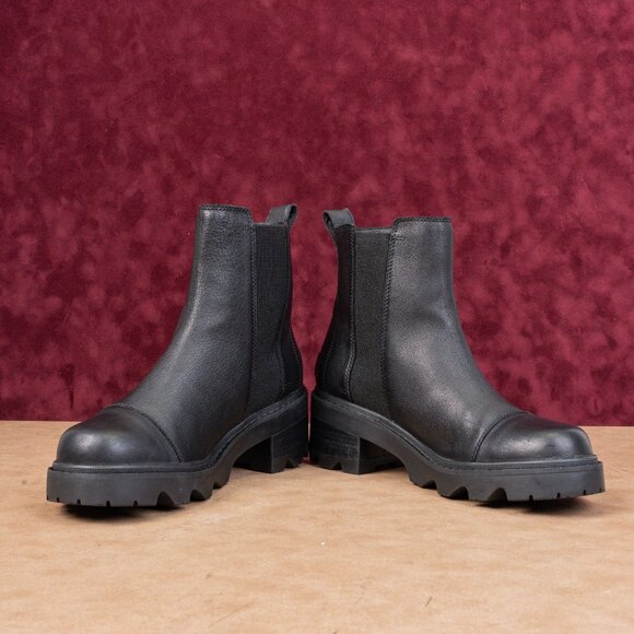Sorel Women Joan Now Black Leather Waterproof Elastic Chelsea Ankle Boots sz 11 - Picture 2 of 8